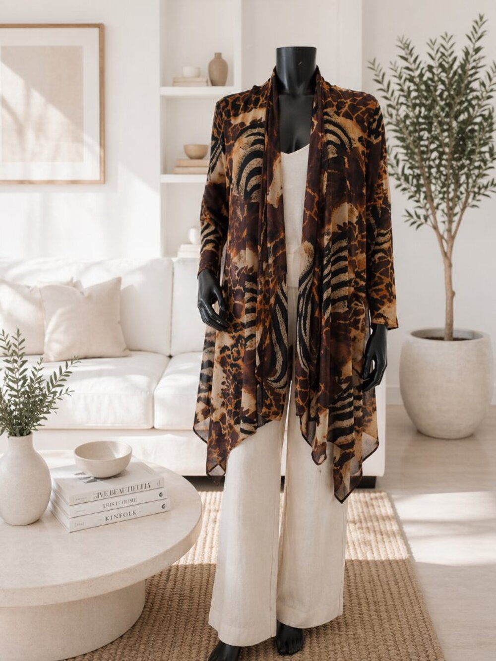 Gunit Fashions Boho Animal Print Kimono Cardigan 2X